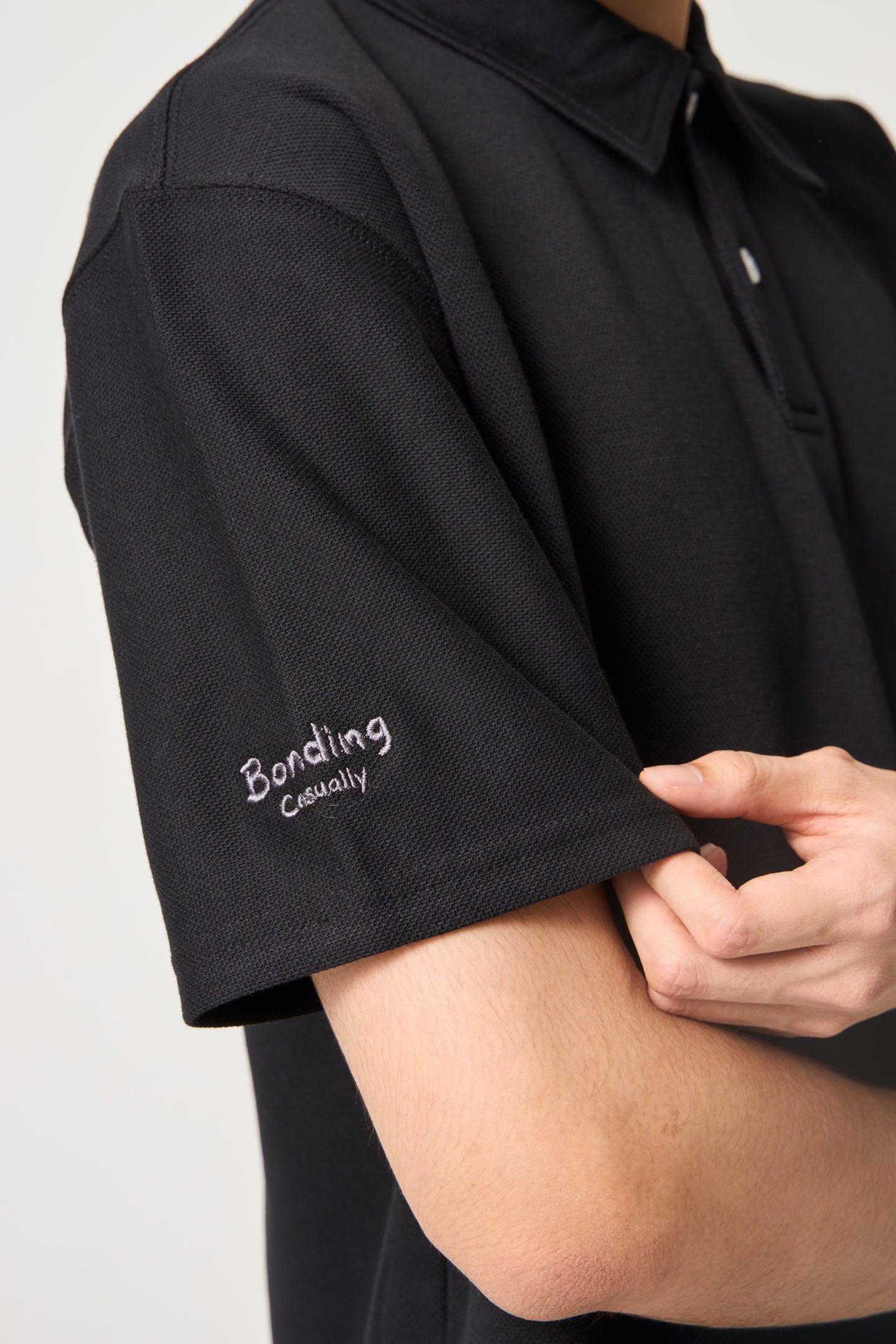 Simply . Unisex Casual Oversized Polo (Black) - Simply